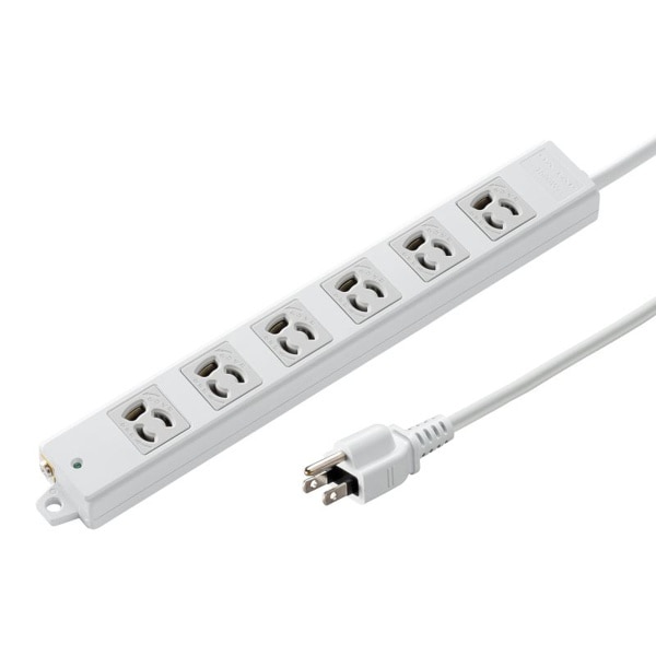 サンワサプライ 工事物件タップ 抜け止めタイプ 3P 6個口 3m グレー TAP-KS6-3 1個（ご注文単位1個）【直送品】