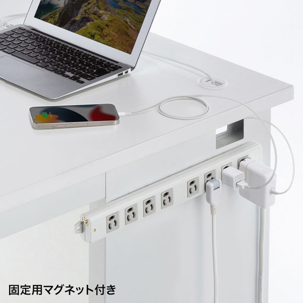 サンワサプライ 工事物件タップ 抜け止めタイプ 3P 8個口 2m グレー TAP-KS8-2 1個（ご注文単位1個）【直送品】