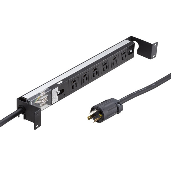サンワサプライ サーバーラック用コンセントバー 1U用 20A 3P・6個口・3m TAP-SVSL206-1U 1個（ご注文単位1個）【直送品】