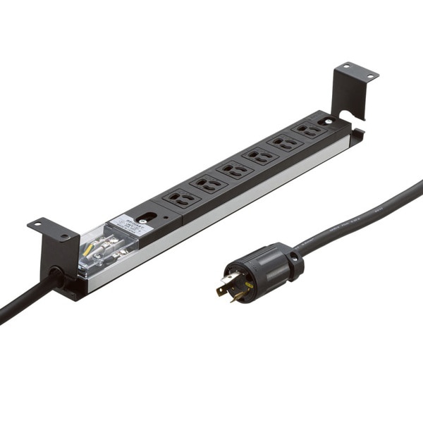 サンワサプライ サーバーラック用コンセントバー 1U用 20A 3P・6個口・3m TAP-SVSL206-1U 1個（ご注文単位1個）【直送品】