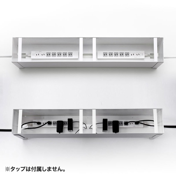 サンワサプライ ケーブル&タップ収納ボックス ホワイト CB-BOXS9W 1個（ご注文単位1個）【直送品】