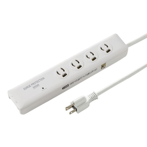 サンワサプライ 高性能雷ガードタップ 抜け止めタイプ 3P・4個口・2m TAP-SP311TEL 1個(ご注文単位1個)【直送品】