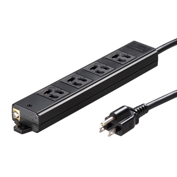 サンワサプライ 工事物件タップ 抜け止めタイプ 3P 4個口 1m ブラック TAP-KS4-1BK 1個(ご注文単位1個)【直送品】