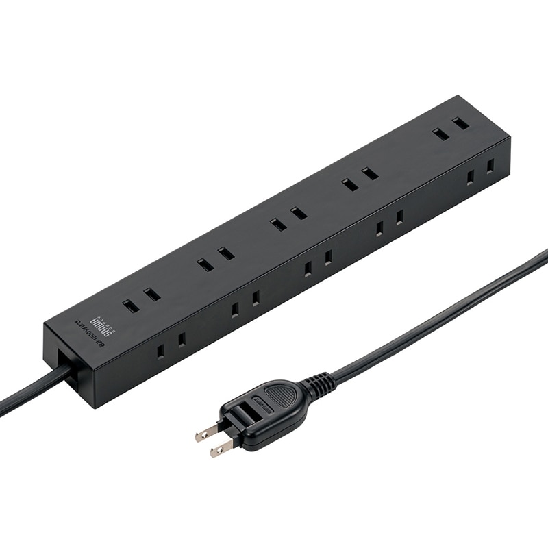 サンワサプライ 電源タップ 強力ネオジムマグネット付き 2P 10個口 1m TAP-2210-1BK ブラック 1個(ご注文単位1個)【直送品】