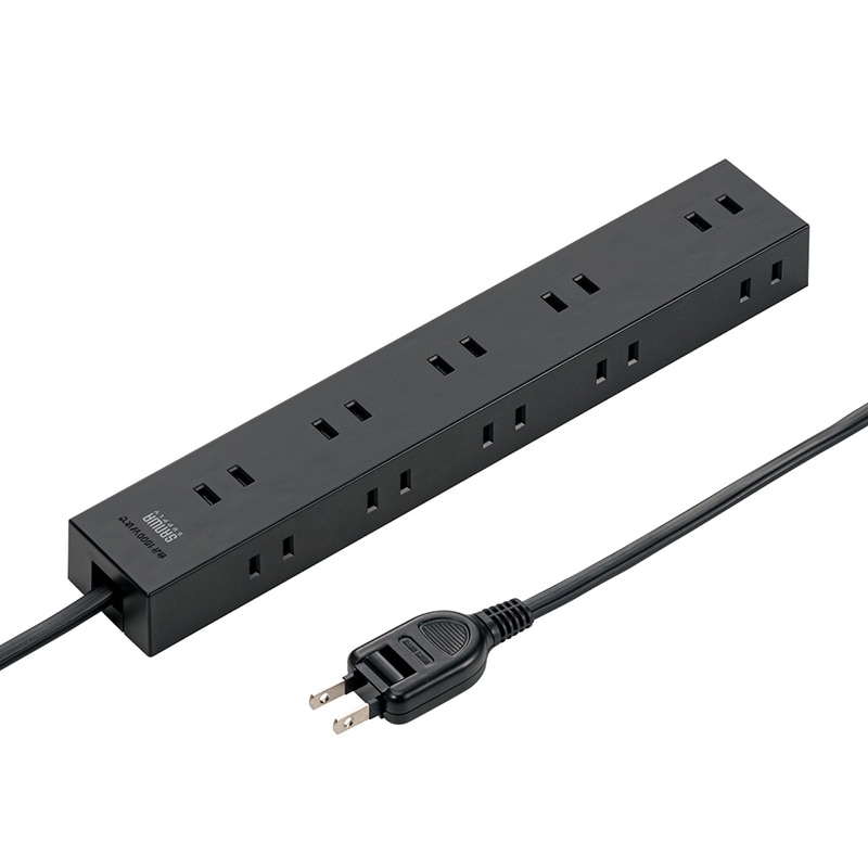 サンワサプライ 電源タップ 強力ネオジムマグネット付き 2P 10個口 2m TAP-2210-2BK ブラック 1個(ご注文単位1個)【直送品】