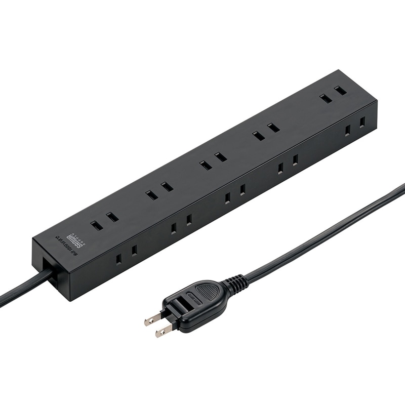 サンワサプライ 電源タップ 強力ネオジムマグネット付き 2P 10個口 3m TAP-2210-3BK ブラック 1個(ご注文単位1個)【直送品】