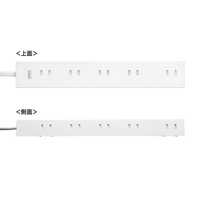 サンワサプライ 電源タップ　強力ネオジムマグネット付き 2P　10個口　3m TAP-2210-3W　ホワイト 1個（ご注文単位1個）【直送品】