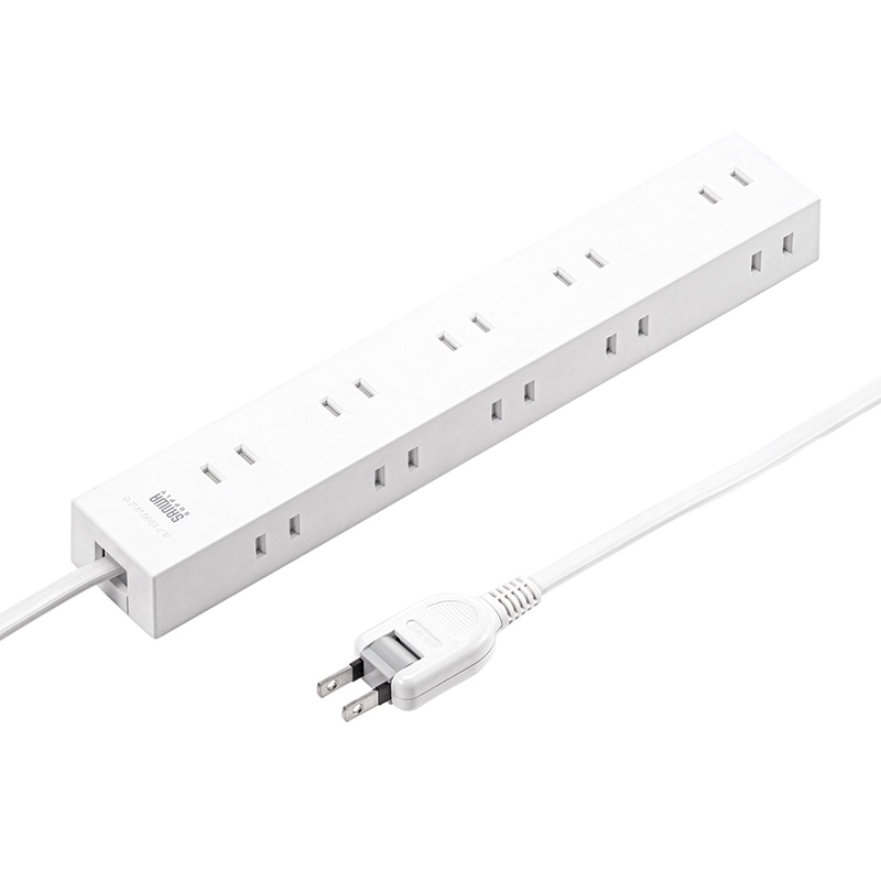 サンワサプライ 電源タップ 強力ネオジムマグネット付き 2P 10個口 5m TAP-2210-5W ホワイト 1個(ご注文単位1個)【直送品】