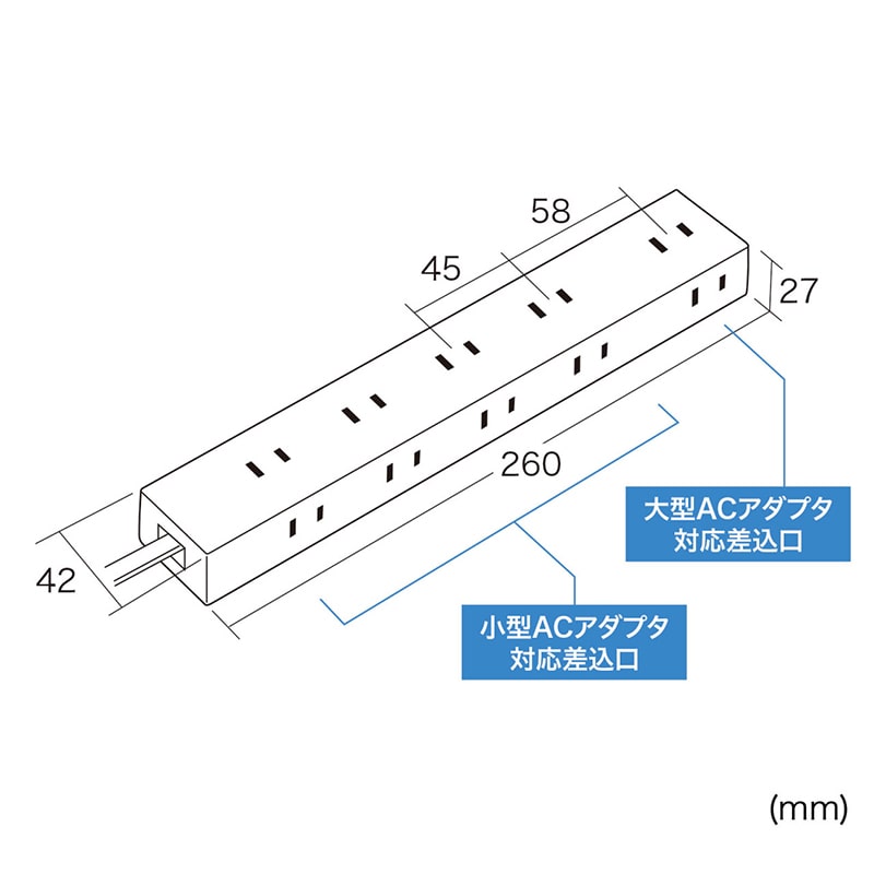 サンワサプライ 電源タップ 強力ネオジムマグネット付き 2P 10個口 5m TAP-2210-5W ホワイト 1個(ご注文単位1個)【直送品】