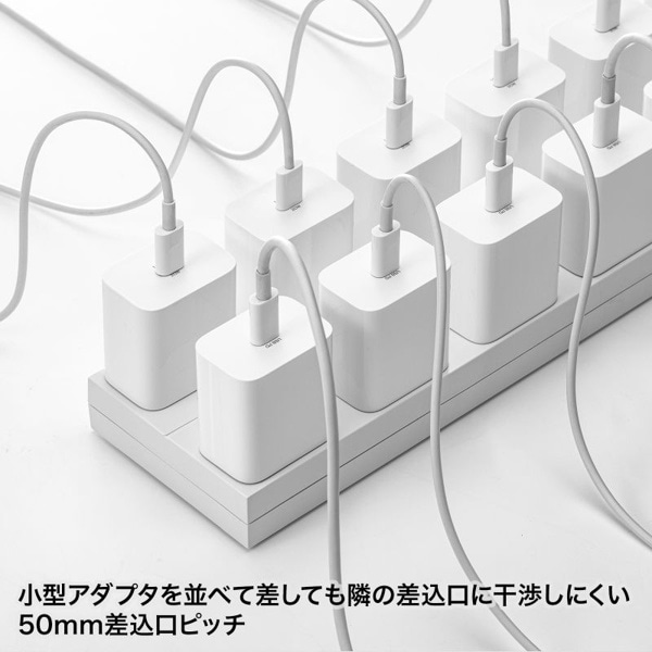 サンワサプライ 電源タップ 2P 12個口 1m ホワイト TAP-2312-1W 1個(ご注文単位1個)【直送品】