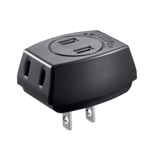 サンワサプライ トリプルタップ 2P 3個口 ブラック TAP-AC3BKN2 1個(ご注文単位1個)【直送品】