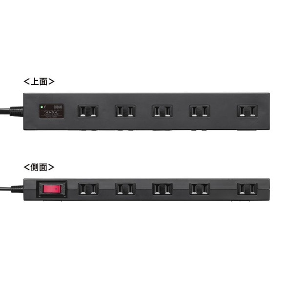 サンワサプライ 雷ガードタップ 10個口・1m・ブラック TAP-SP2110N-1BK 1個（ご注文単位1個）【直送品】