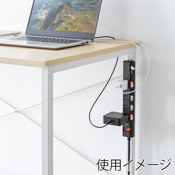 サンワサプライ 節電タップ 2P 4個口 1m ブラック TAP-B107UC-1BK 1個（ご注文単位1個）【直送品】