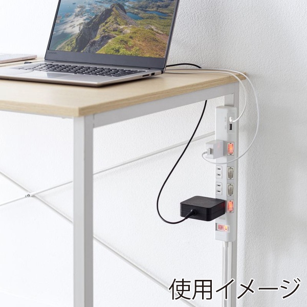 サンワサプライ 節電タップ 2P 4個口 1m ホワイト TAP-B107UC-1W 1個（ご注文単位1個）【直送品】