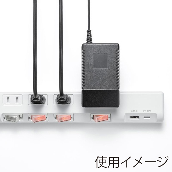 サンワサプライ 節電タップ 2P 6個口 1m ホワイト TAP-B108UC-1W 1個（ご注文単位1個）【直送品】