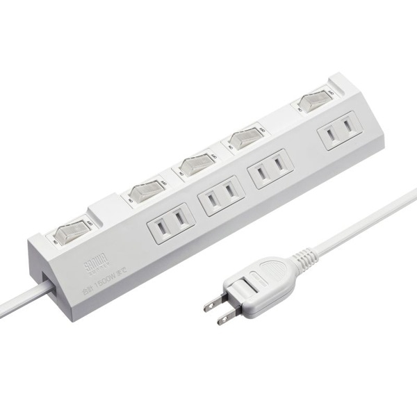 サンワサプライ 節電タップ 2P・4個口・1m・ホワイト TAP-S29-1W 1個（ご注文単位1個）【直送品】