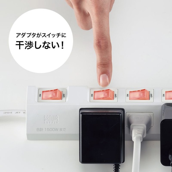 サンワサプライ 節電タップ 2P・4個口・1m・ホワイト TAP-S29-1W 1個（ご注文単位1個）【直送品】