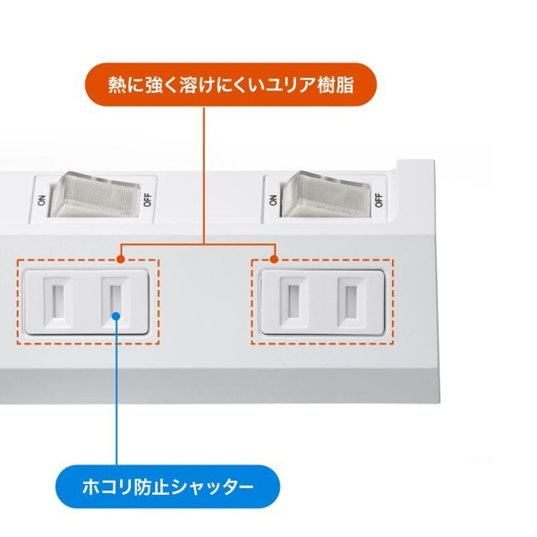 サンワサプライ 節電タップ 2P・4個口・1m・ホワイト TAP-S29-1W 1個（ご注文単位1個）【直送品】