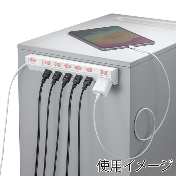 サンワサプライ 節電タップ 2P・6個口・1m・ホワイト TAP-S30-1W 1個（ご注文単位1個）【直送品】