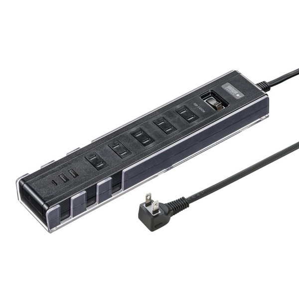 サンワサプライ USB充電機能付き電源タップ スタンド付き 2P 5個口 1.5m ブラック TAP-B47UC-15BK 1個（ご注文単位1個）【直送品】