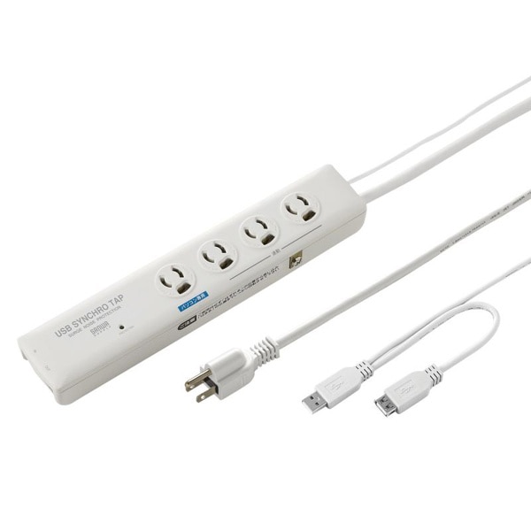 サンワサプライ 高性能雷連動タップ 抜け止めタイプ 3P・4個口・2m TAP-RE9SPUN 1個（ご注文単位1個）【直送品】