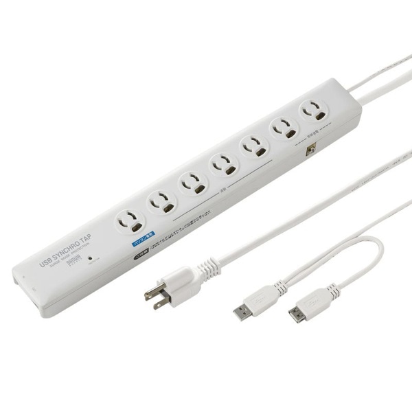 サンワサプライ 高性能雷連動タップ 抜け止めタイプ 3P 7個口 2m TAP-RE10SPUN 1個（ご注文単位1個）【直送品】