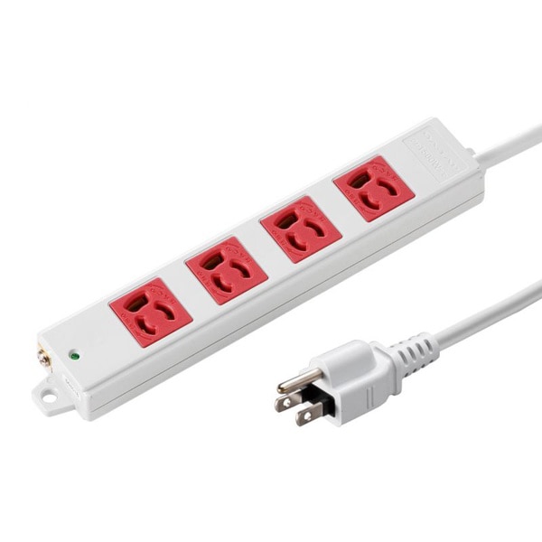 サンワサプライ 工事物件タップ 3P 2個口 3m レッド TAP-K4-3R 1個（ご注文単位1個）【直送品】