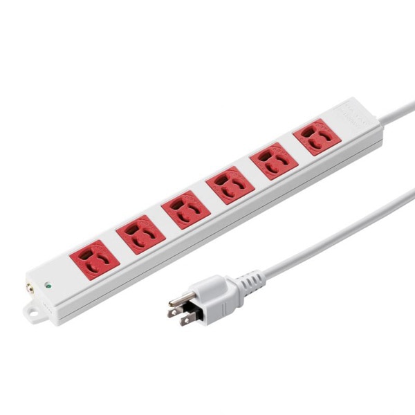 サンワサプライ 工事物件タップ 3P 6個口 3m レッド TAP-K6-3R 1個（ご注文単位1個）【直送品】