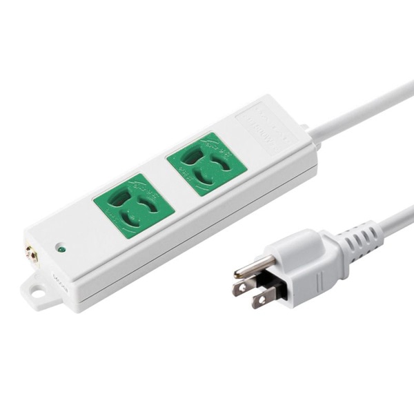 サンワサプライ 工事物件タップ 3P 2個口 3m グリーン TAP-K2-3G 1個（ご注文単位1個）【直送品】