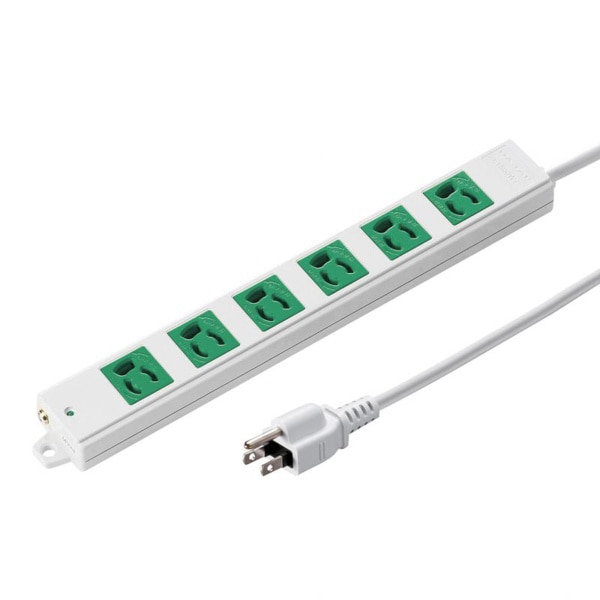 サンワサプライ 工事物件タップ 3P 6個口 3m グリーン TAP-K6-3G 1個（ご注文単位1個）【直送品】