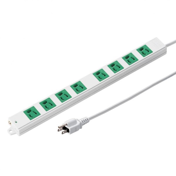 サンワサプライ 工事物件タップ 3P 8個口 3m グリーン TAP-K8-3G 1個（ご注文単位1個）【直送品】