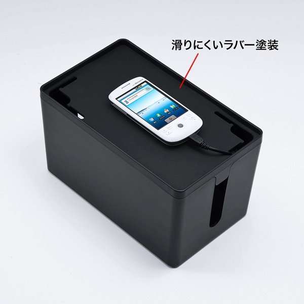 サンワサプライ ケーブル&タップ収納ボックス Sサイズ ブラック CB-BOXP1BKN2 1個（ご注文単位1個）【直送品】