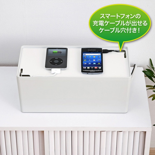 サンワサプライ ケーブル&タップ収納ボックス Mサイズ ホワイト CB-BOXP2WN2 1個(ご注文単位1個)【直送品】