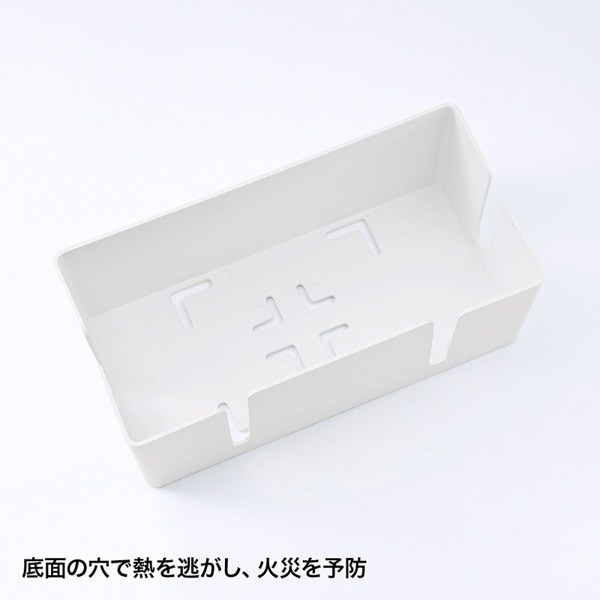 サンワサプライ ケーブル&タップ収納ボックス Mサイズ ホワイト CB-BOXP2WN2 1個(ご注文単位1個)【直送品】