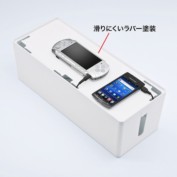 サンワサプライ ケーブル&タップ収納ボックス Lサイズ ホワイト CB-BOXP3WN2 1個（ご注文単位1個）【直送品】