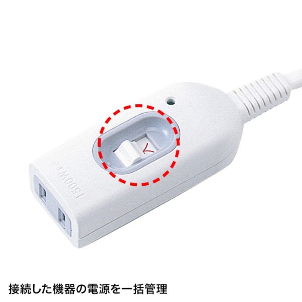 サンワサプライ 中間スイッチ付延長コード 2P 1個口 1m ホワイト TAP-B7-1N 1個（ご注文単位1個）【直送品】