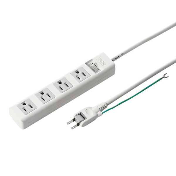 サンワサプライ 電源タップ 2Pスイングプラグ 一括集中スイッチ 3P 4個口 2.5m TAP-N3425SWN 1個（ご注文単位1個）【直送品】