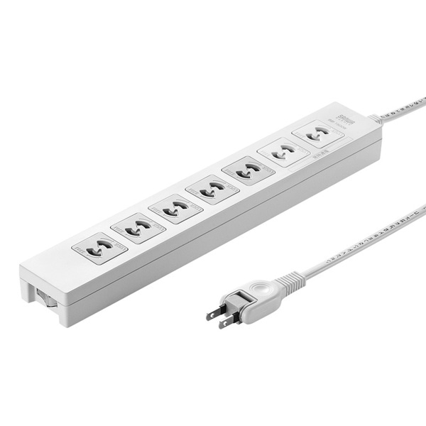 サンワサプライ 電源タップ 2P 7個口 2m TAP-F27-2K 1個（ご注文単位1個）【直送品】