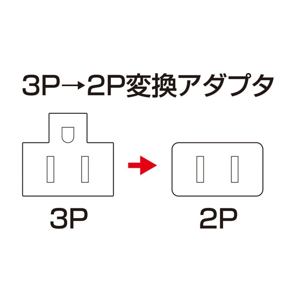 サンワサプライ 3Pプラグ→2Pプラグ変換アダプタ 耐熱タイプ TAP-AD8GY 1個（ご注文単位1個）【直送品】