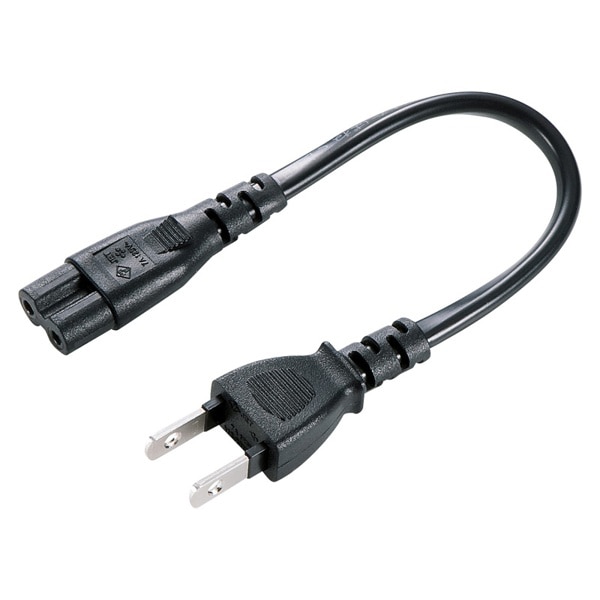 サンワサプライ 電源コード 2P ストレートコネクタ 0.2m KB-DM2S-02 1個（ご注文単位1個）【直送品】