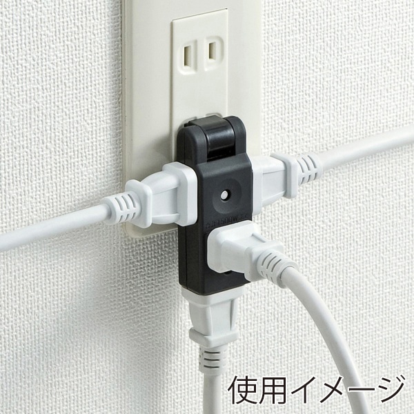 サンワサプライ スイングミニタップ 2P 4個口 ブラック TAP-AC10BK 1個(ご注文単位1個)【直送品】