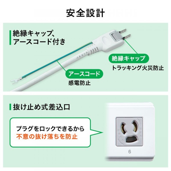 サンワサプライ タイマー付き電源タップ 3P・6個口・3m TAP-RT1 1個（ご注文単位1個）【直送品】