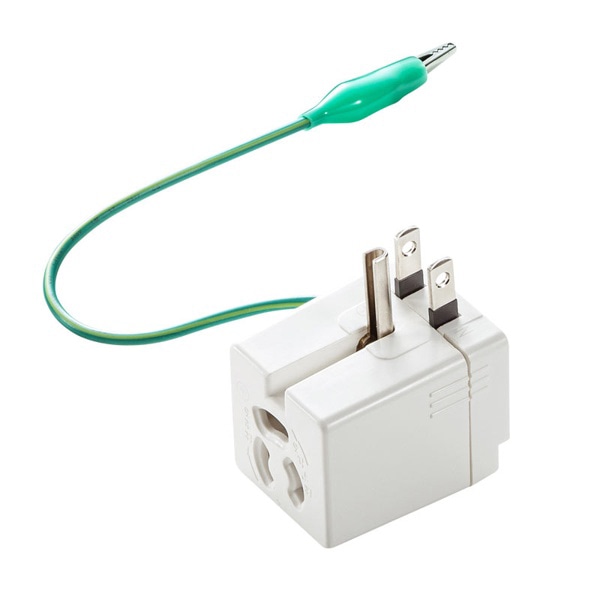 サンワサプライ 3Pプラグ→2PプラグL型変換アダプタ 温度ヒューズ内蔵 TAP-AD9W 1個（ご注文単位1個）【直送品】