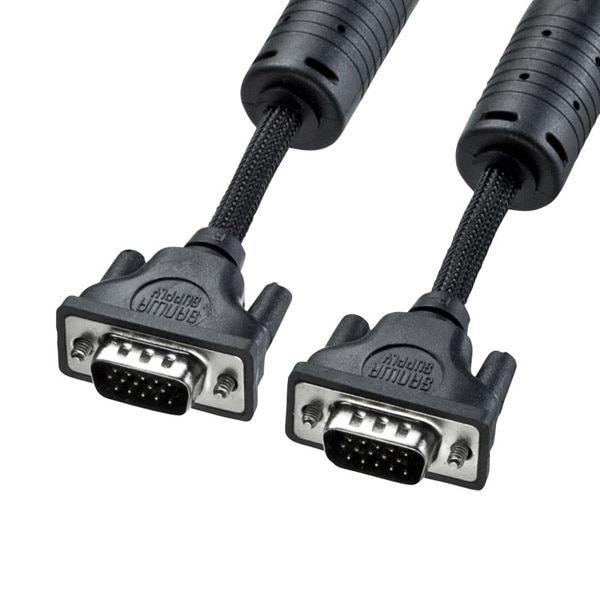 サンワサプライ ナイロンメッシュディスプレイケーブル アナログRGB 5m KC-NMV50K 1個（ご注文単位1個）【直送品】