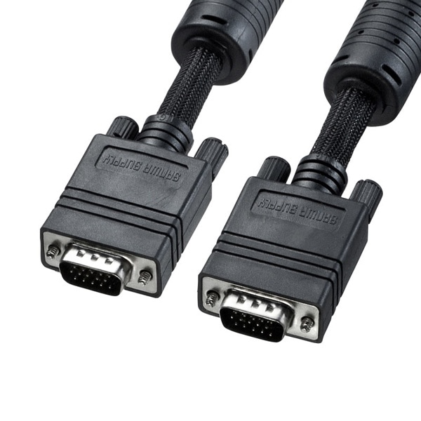 サンワサプライ ナイロンメッシュディスプレイケーブル アナログRGB 10m KC-NMV100K 1個（ご注文単位1個）【直送品】