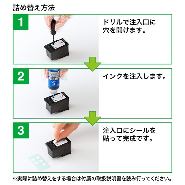 サンワサプライ 詰め替えインク キャノン 工具付き 3色 BC-341用 INK-C341S30S 1個（ご注文単位1個）【直送品】