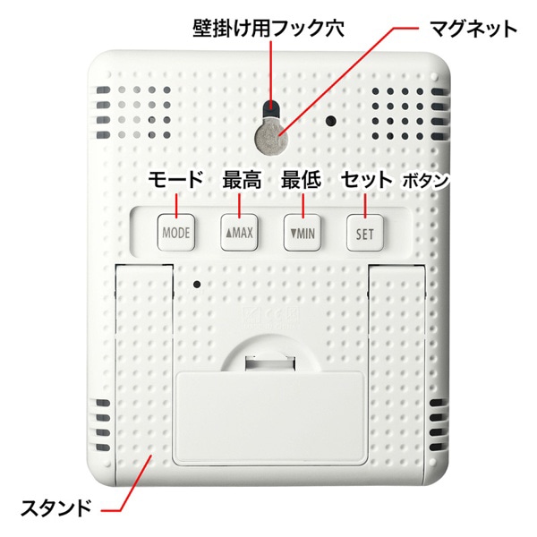 サンワサプライ 熱中症&インフルエンザ表示付き デジタル温湿度計 CHE-TPHU2WN 1個（ご注文単位1個）【直送品】