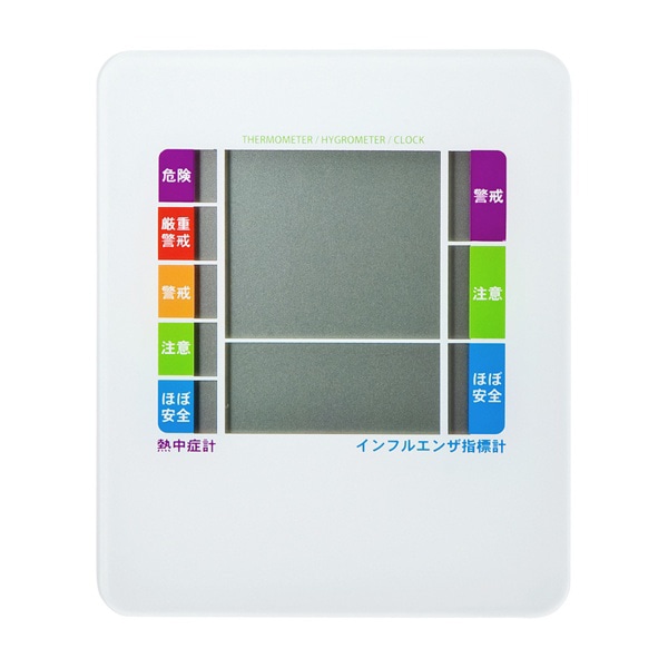 サンワサプライ 熱中症&インフルエンザ表示付き デジタル温湿度計 CHE-TPHU2WN 1個（ご注文単位1個）【直送品】