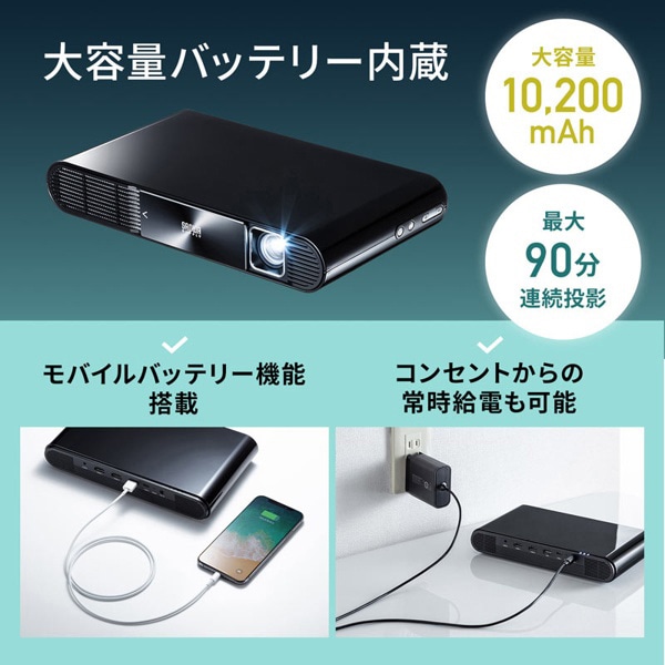 サンワサプライ 高輝度モバイルプロジェクター PRJ-7 1個（ご注文単位1個）【直送品】