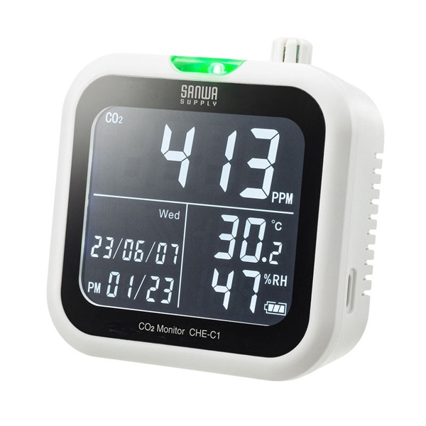 サンワサプライ CO2二酸化炭素測定器 温度・湿度計付き CHE-C1 1個（ご注文単位1個）【直送品】